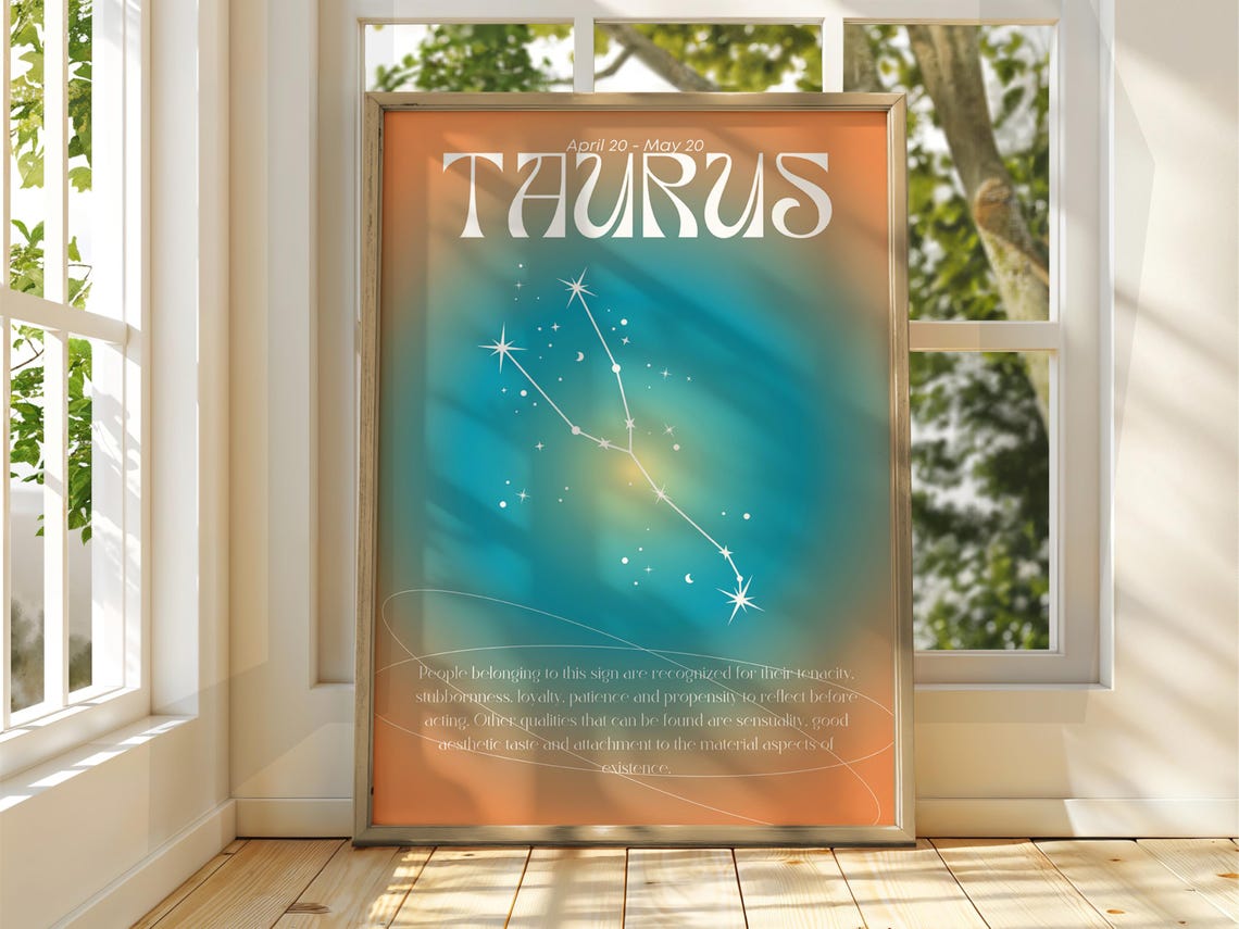 Taurus Zodiac Constellation Astrology Gradient Star Sign Wall Poster