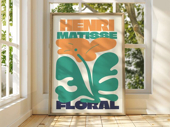 Henri Matisse Orange Bloom Teal Leaves Floral France Art Poster