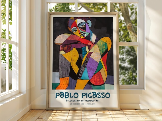 Pablo Picasso Cubist Seated Figure Colorful Art Exhibition Poster