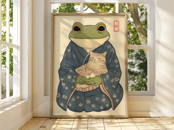 Japanese Vintage Frog Art, Matsumoto Hoji Poster