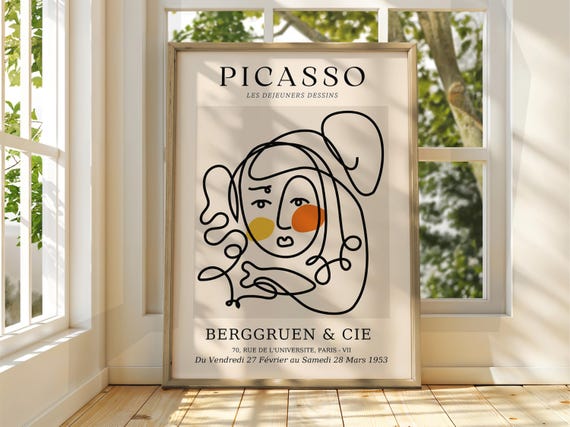 Pablo Picasso Art Exhibition Print Line Floral Poster Gallery Home Decor