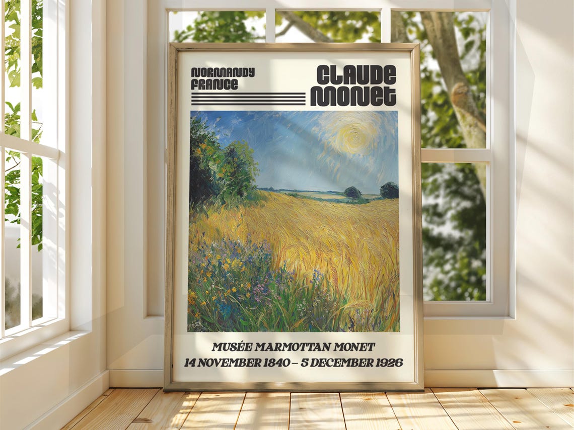 Claude Monet Wheat Field Sun Normandy France Exhibition Poster