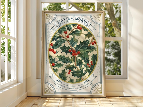 William Morris Holly Berries Winter Botanical Exhibition Poster