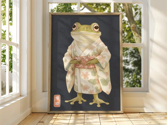 Japanese Vintage Frog Art Matsumoto Hoji Wall Animal Poster Funny Print