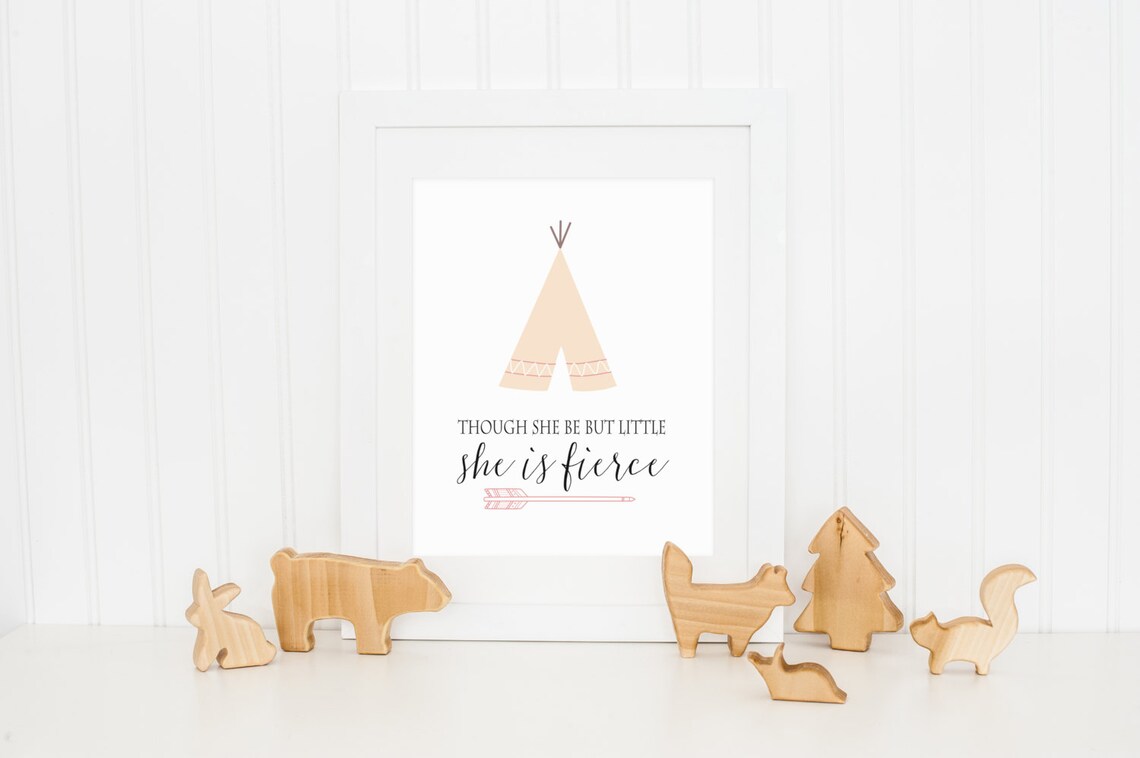 Though She Be But Little Is Fierce Nursery Art Print