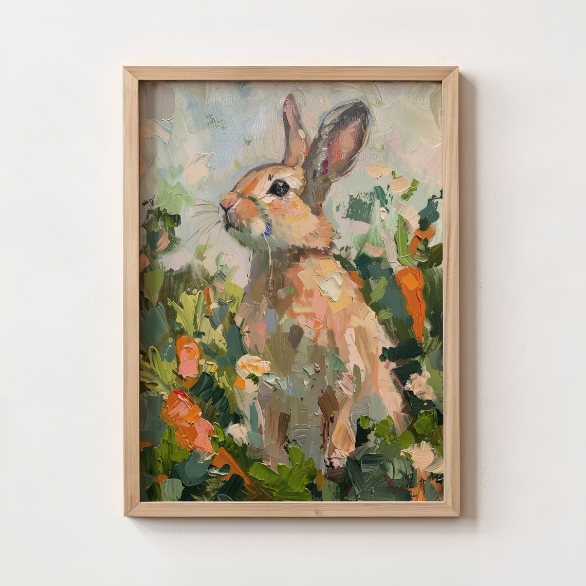 Cute Bunny Wall Art Rustic Rabbit Prints Vintage Room Decor Girly Spring Painting Trendy Spring Wall Art - Image 4