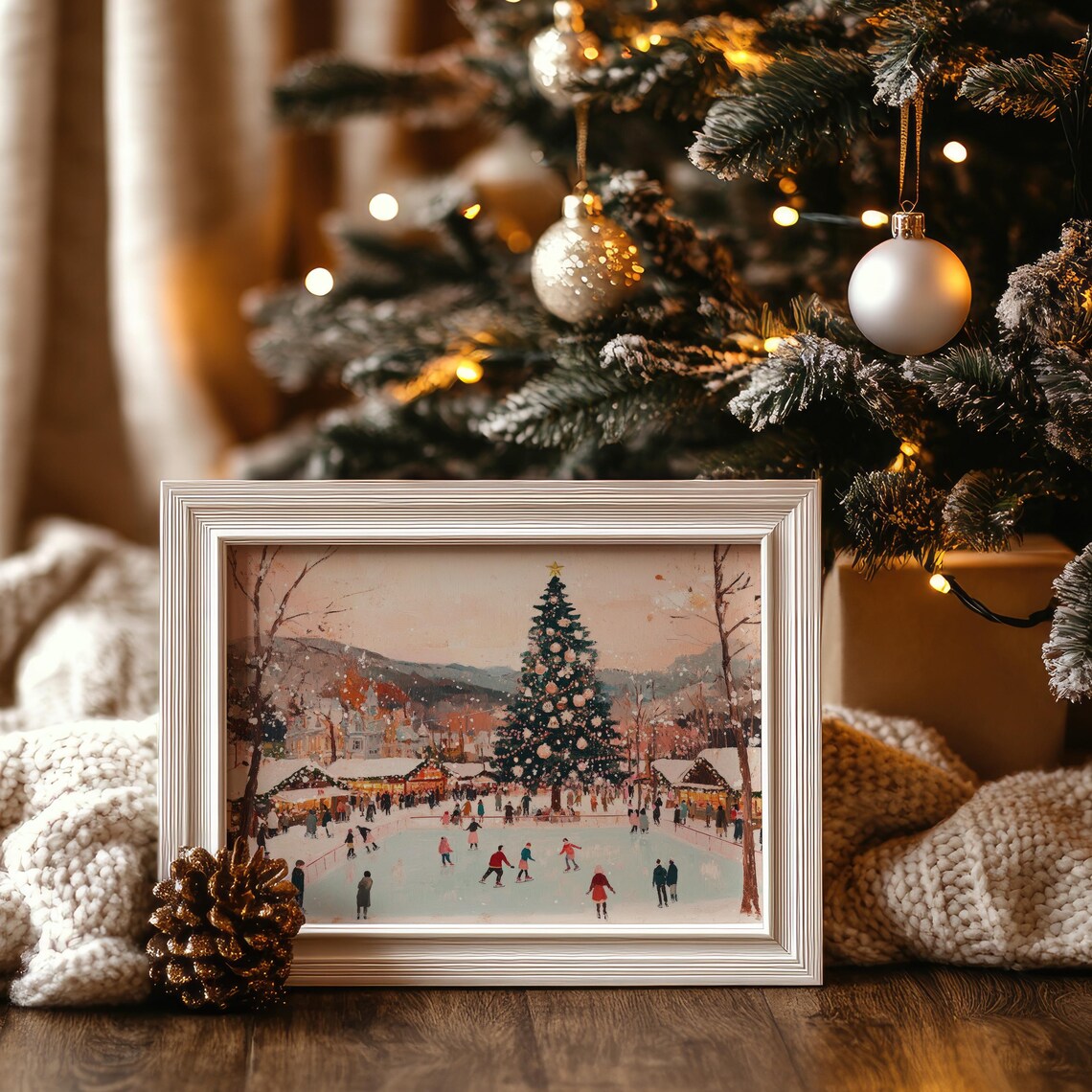 Ice Rink Christmas Vintage Holiday Poster - Image 3