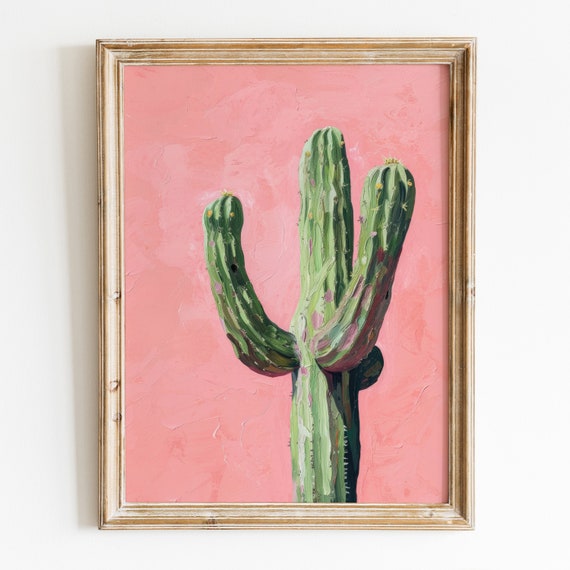 Cactus Girly Vintage Western Pink Poster
