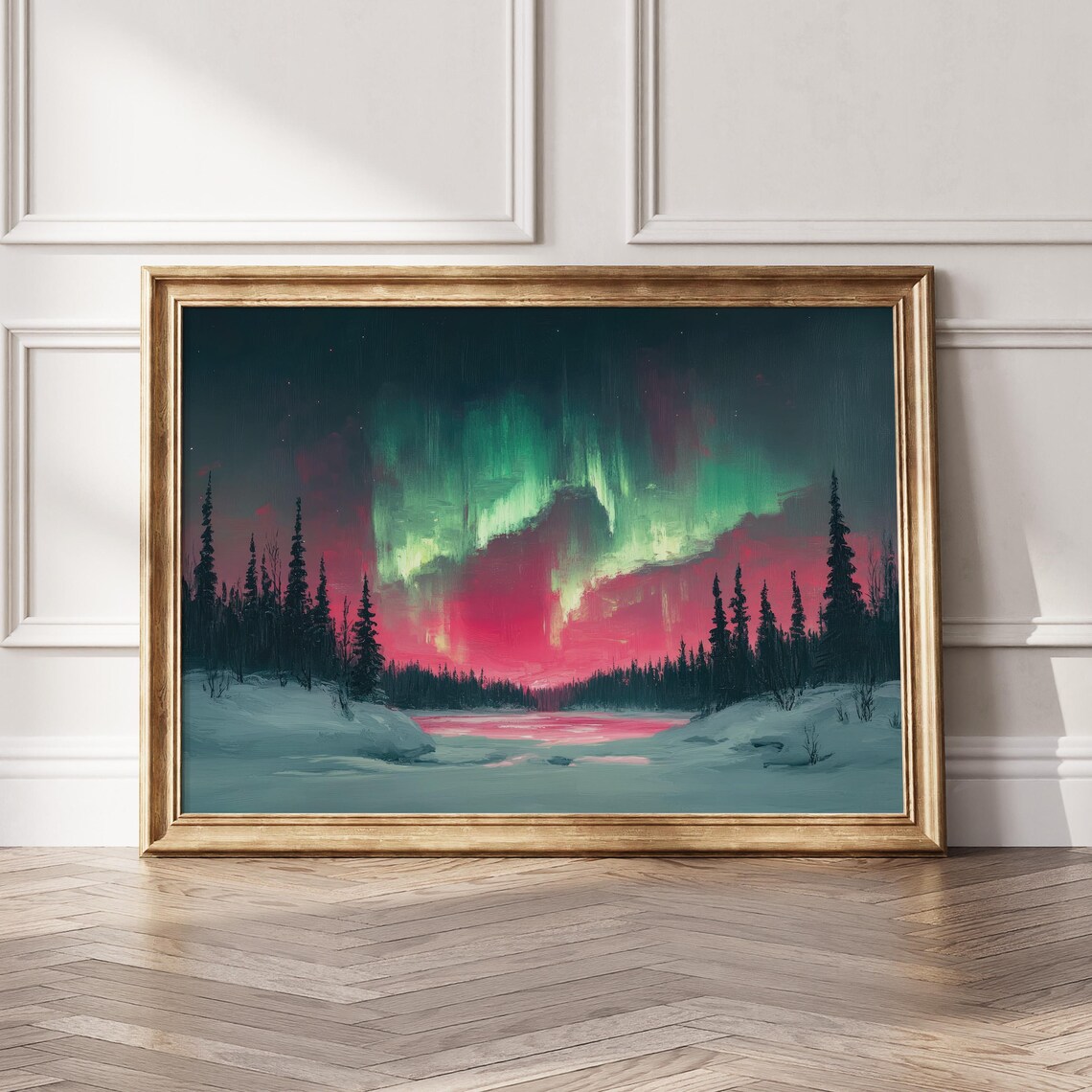 Aurora Borealis Winter Landscape Art Print - Image 5
