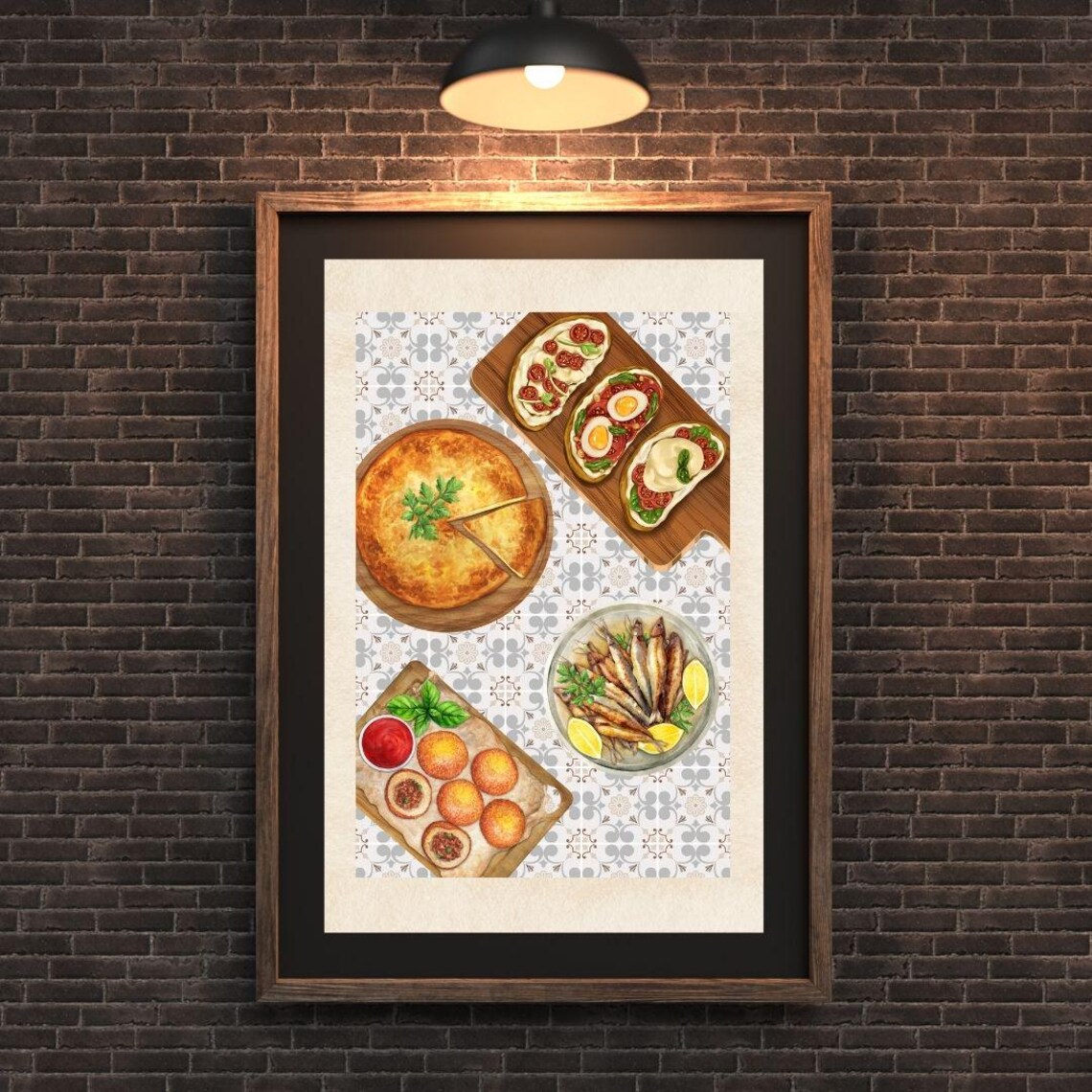 Spanish Food Tapas Tiles Kitchen Decor Art Print - Image 2