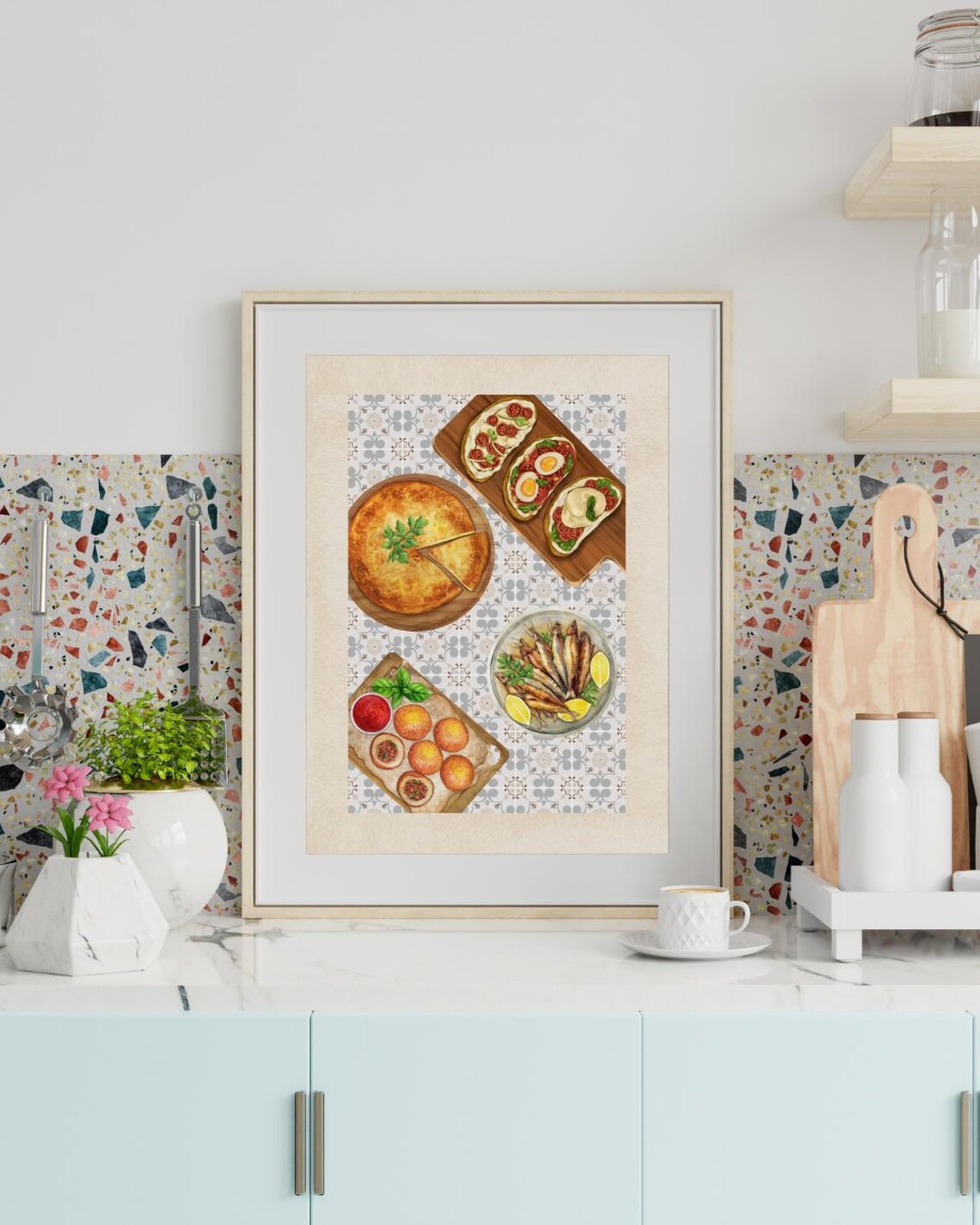 Spanish Food Tapas Tiles Kitchen Decor Art Print