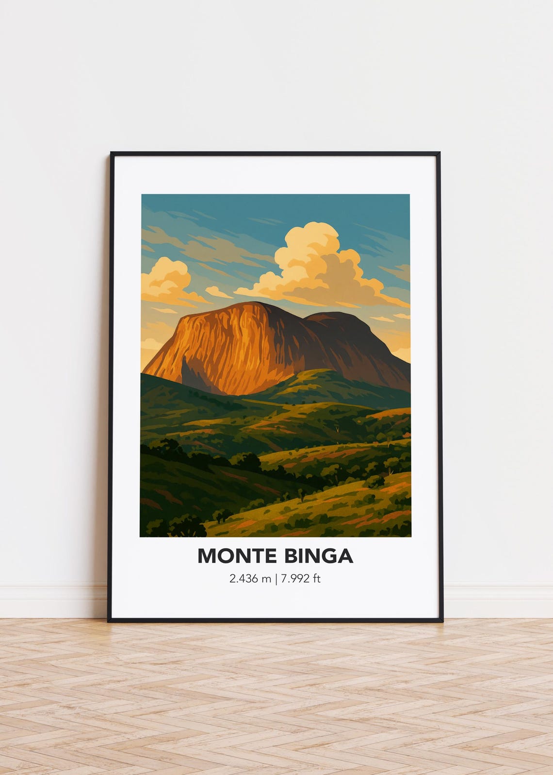 Monte Binga Red Rock Peak 2436 Meters Sunset Mountain Art Poster