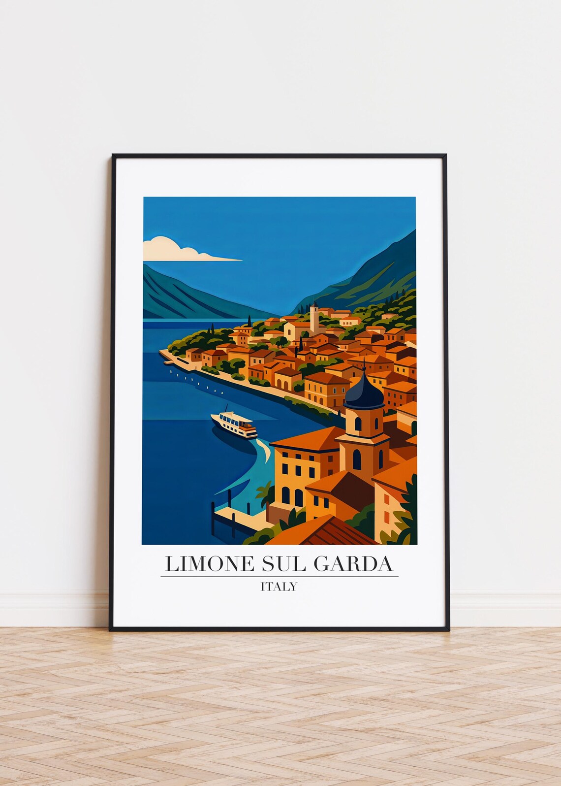 Limone sul Garda Italy Lake Town Ferry Vintage Style Travel Poster