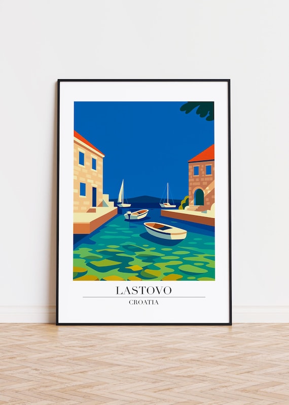 Lastovo Croatia Poster Modern Travel Illustration Art