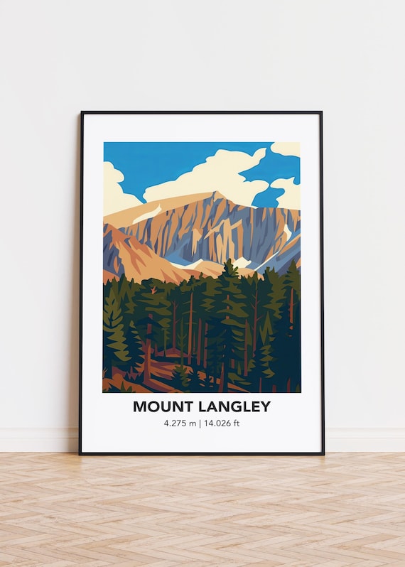 Mount Langley Print Minimalist Mountain Illustration Art