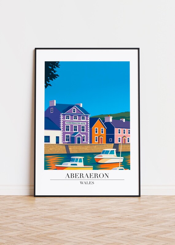 Aberaeron Wales Poster Modern City Illustration Art