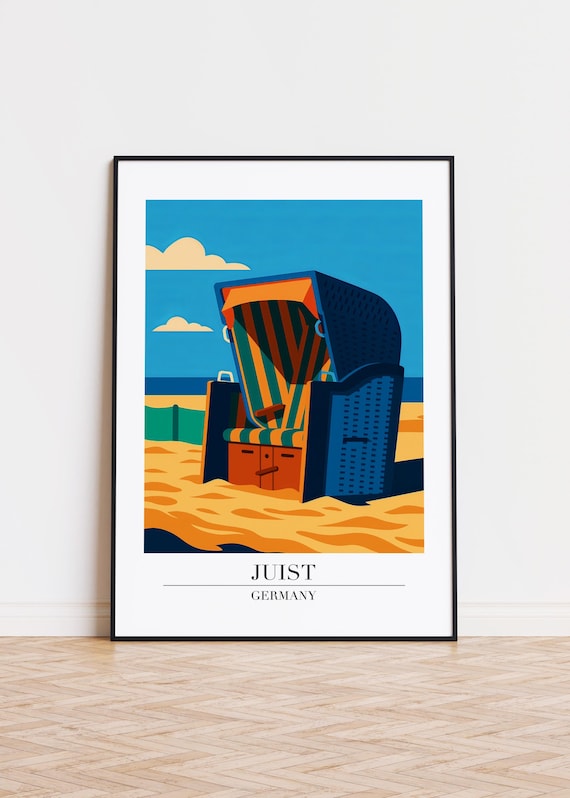 Juist Germany Classic Beach Chair Seaside Modern Illustration Travel Poster