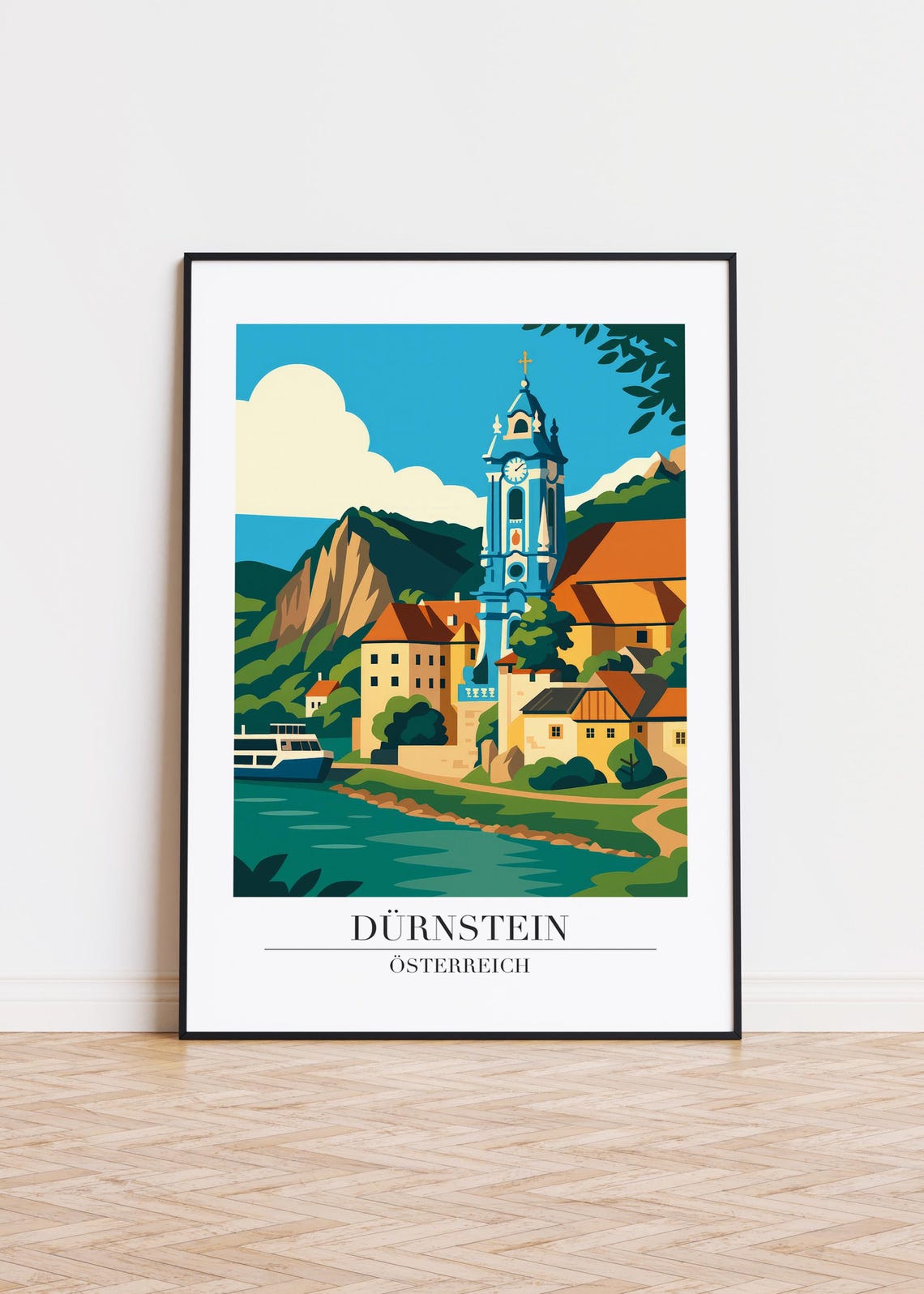 Durnstein Austria Danube Riverside Abbey Blue Tower Art Poster