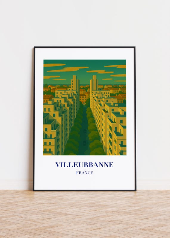 Villeurbanne France Poster Modern City Art Print