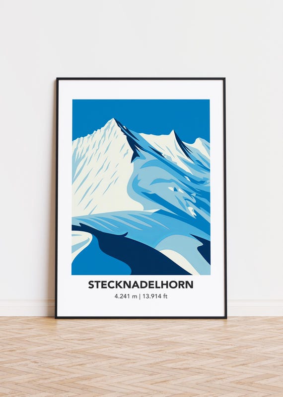 Stecknadelhorn Mountain Art Print Swiss Alps Illustration