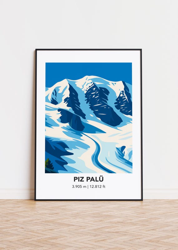 Piz Pal Mountain Art Print Modern Swiss Alps Illustration