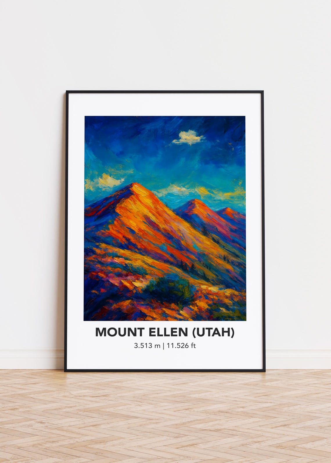 Mount Ellen Utah Peak 3513m Elevation Sunset Painting Poster