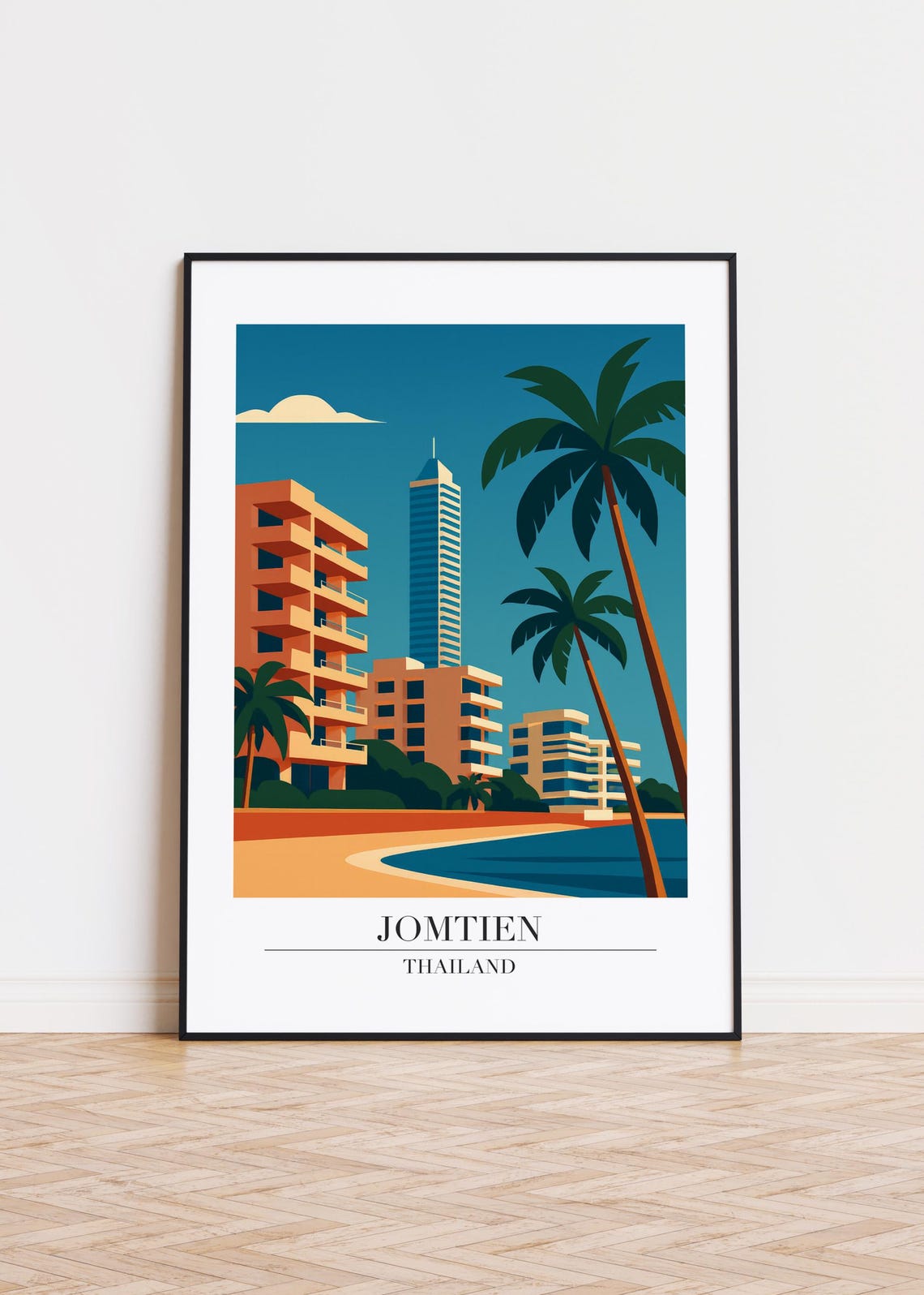 Jomtien Cityscape Poster Modern Travel Art Print