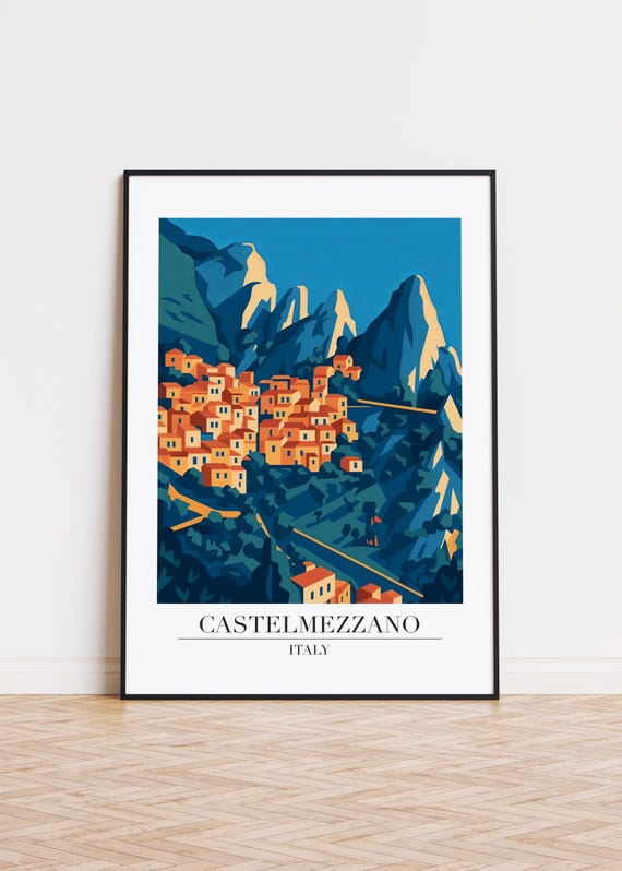 Castelmezzano Italy Poster Skyline Art Print