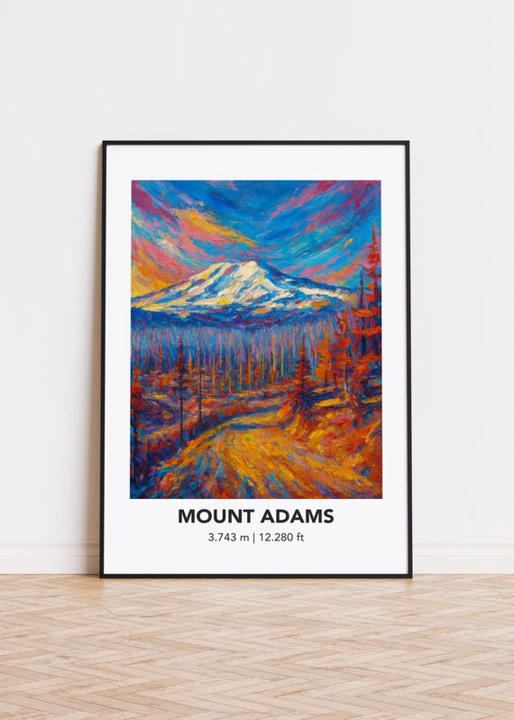 Mount Adams Poster Mountain Print Modern Oil Painting Style Art