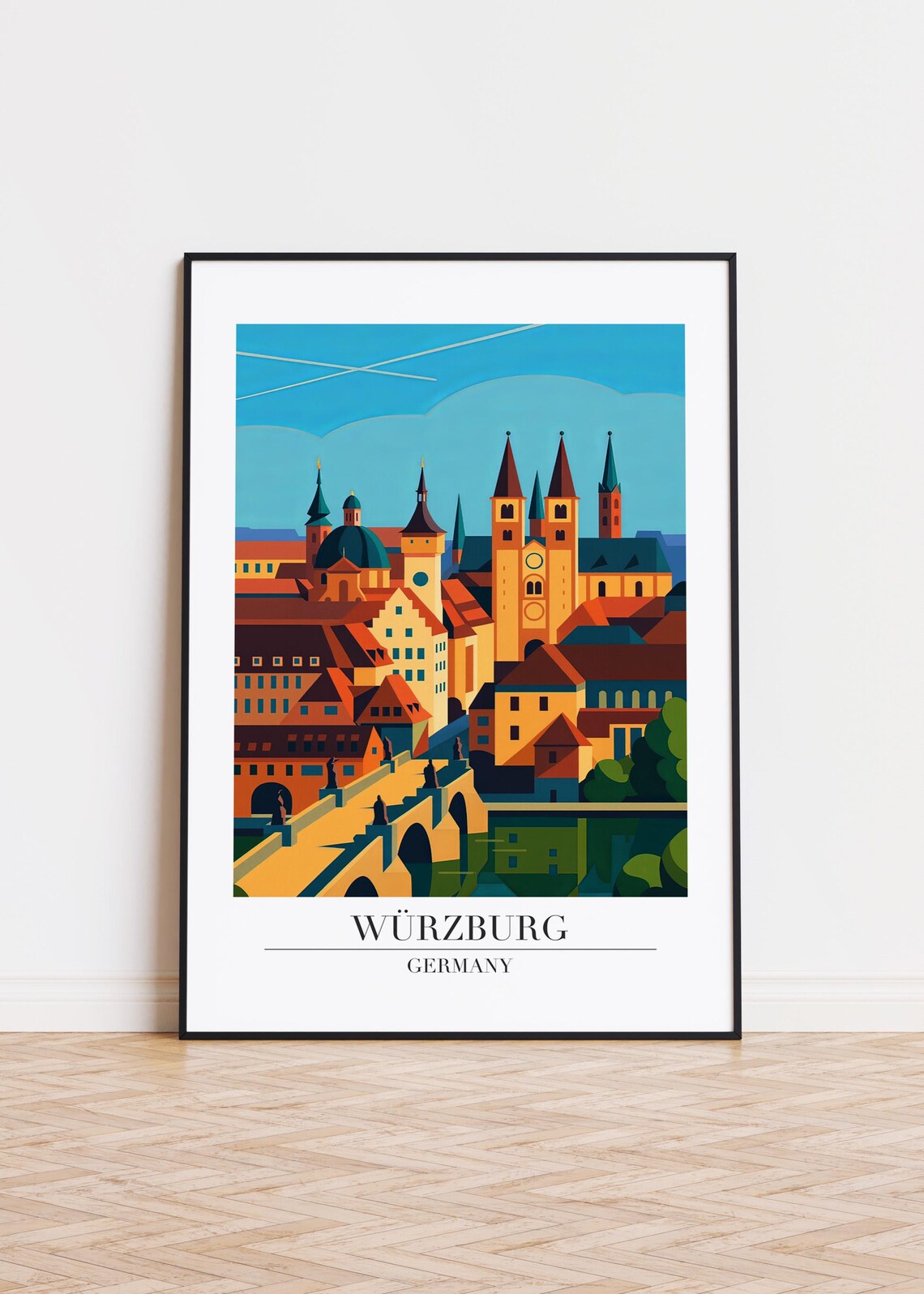 Wrzburg Germany Poster, City Illustration Art Print
