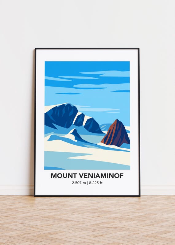 Mount Veniaminof Print Modern Minimalist Mountain Art Poster