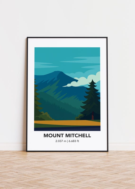 Mount Mitchell, Minimalist Mountain Art Print