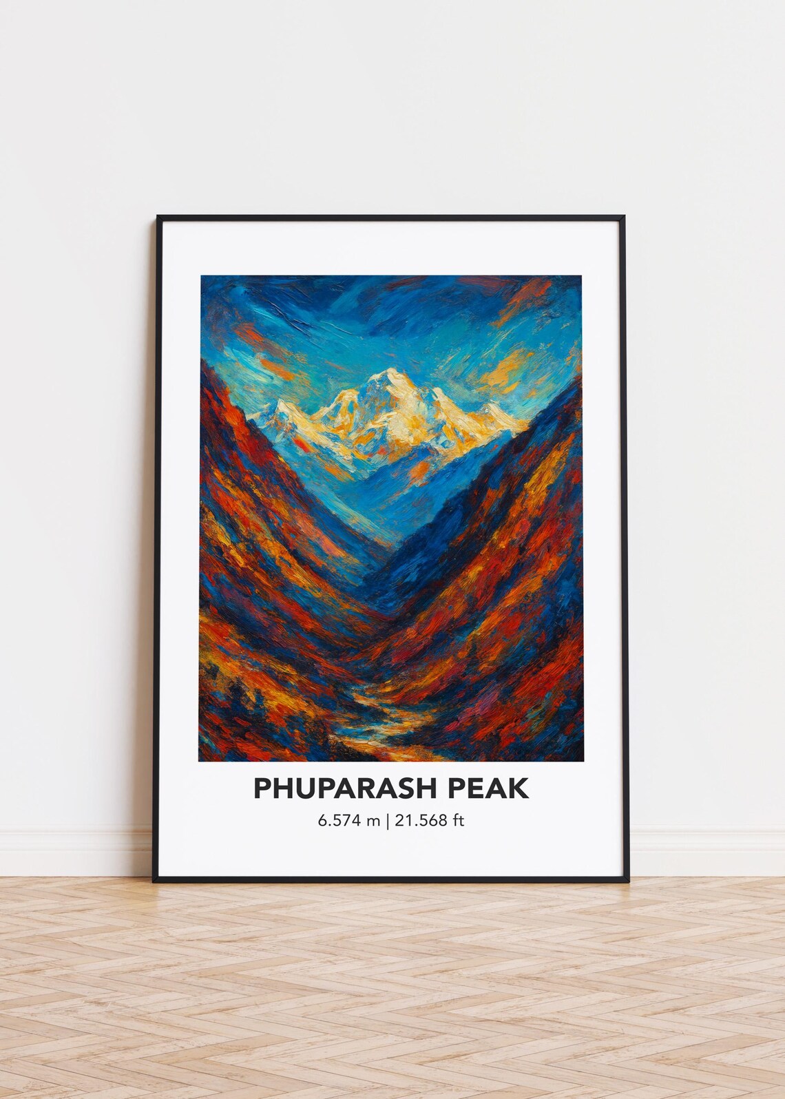 Phuparash Peak 6574m Bold Oil Painting Colorful Mountain Poster