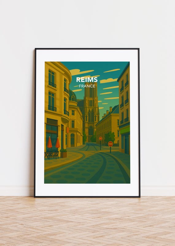 Reims Cityscape Poster Modern Minimalist Art Print