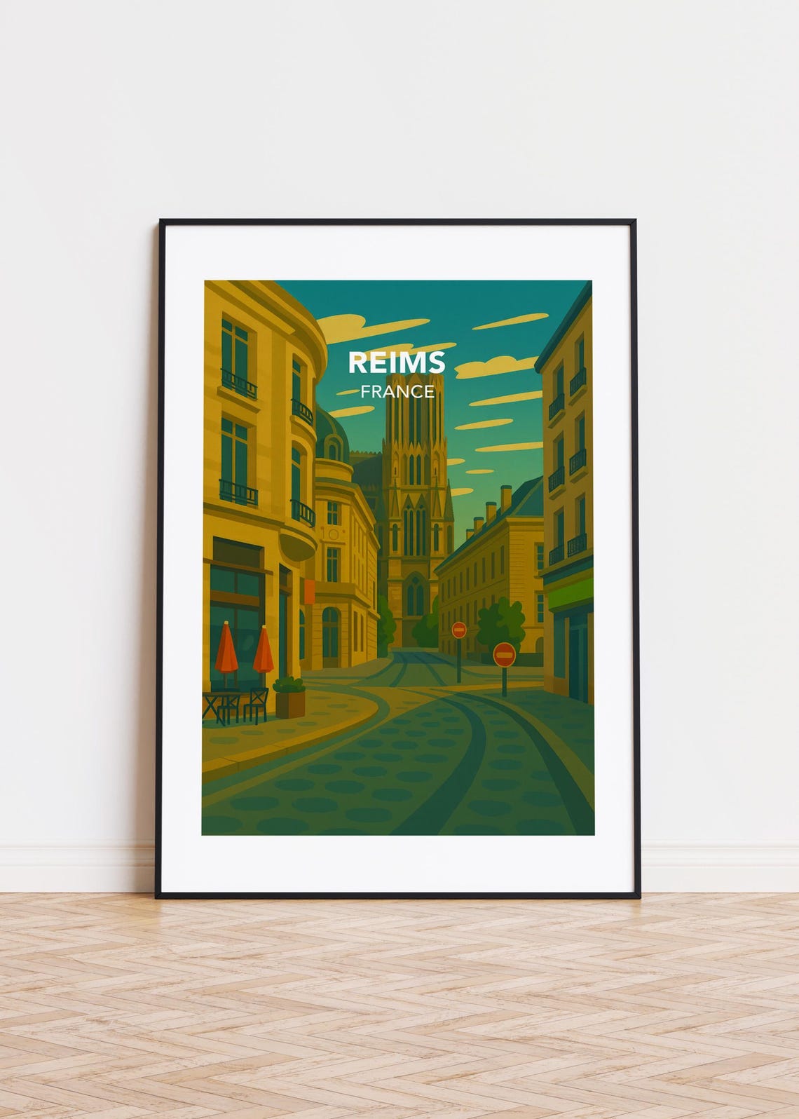 Reims Cityscape Poster Modern Minimalist Art Print