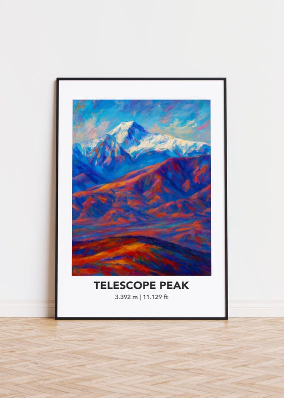 Telescope Peak Mountain Print Modern Oil Painting Style Poster