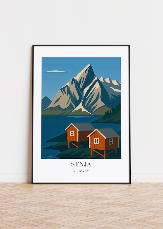 Senja Norway Poster Modern Scandinavian Illustration Art