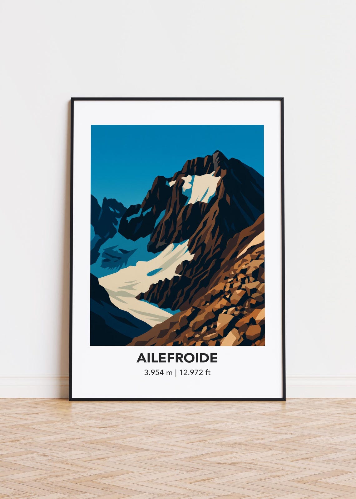 Ailefroide Mountain Peak Modern Minimalist Alpine Travel Poster