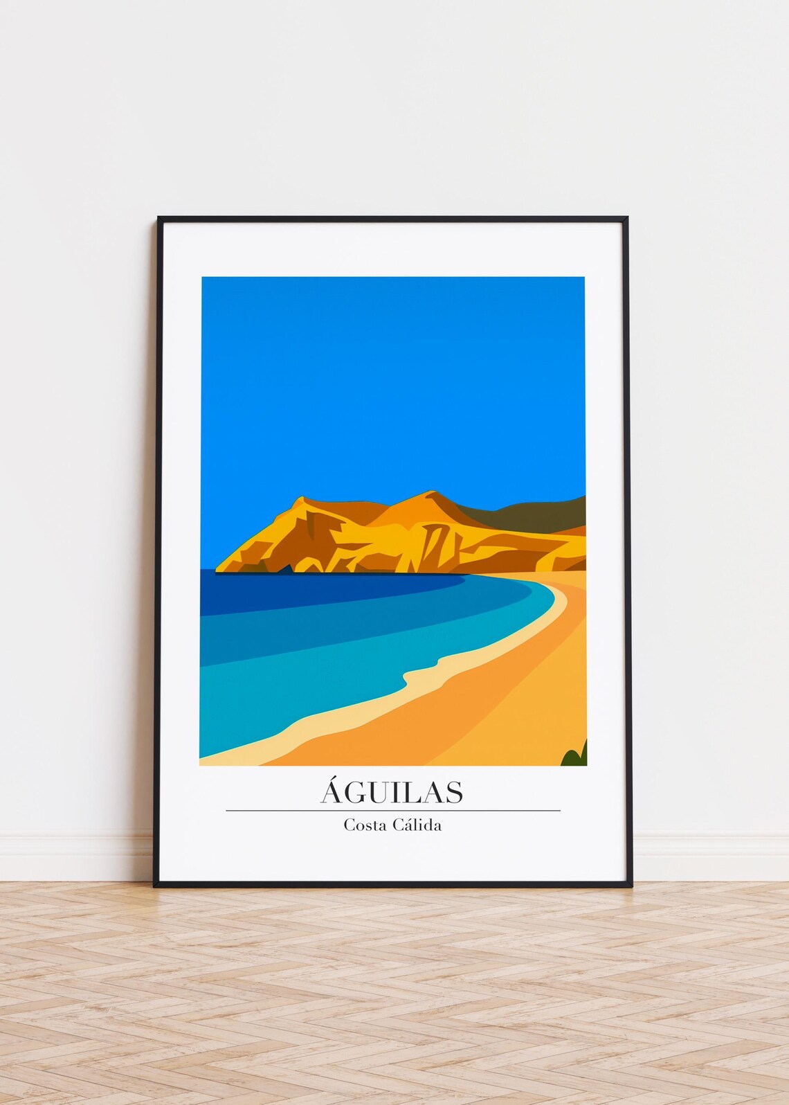 Aguilas Costa Calida Spain Beach Coastal Cliff Travel Illustration Poster