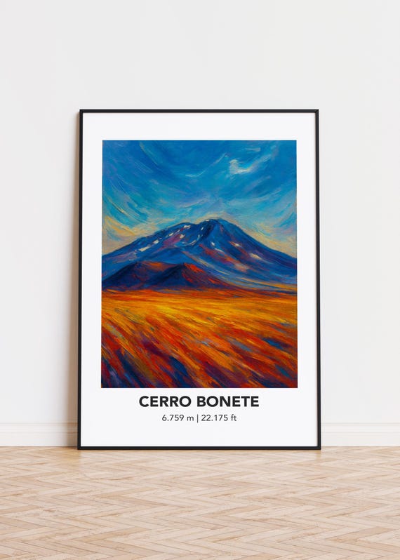Cerro Bonete Poster Mountain Print Modern Oil Painting Style Art