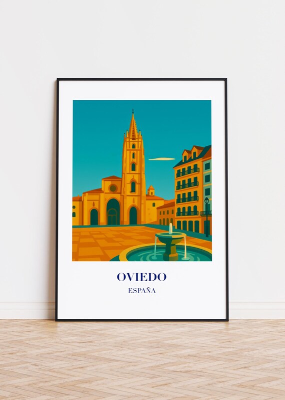 Oviedo Spain Modern City Illustration, Poster