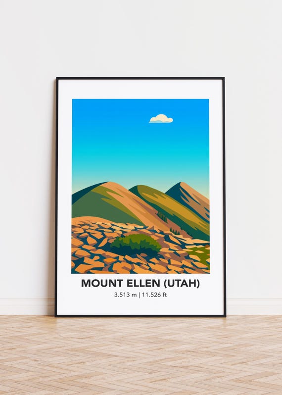 Mount Ellen Utah Poster Mountain Illustration Art Print