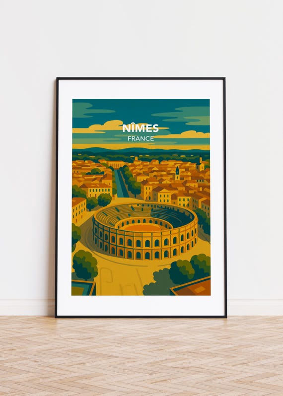 Nmes Cityscape Poster Modern Minimalist Illustration