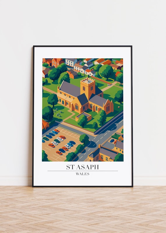 St Asaph Wales Poster City Illustration Art Print