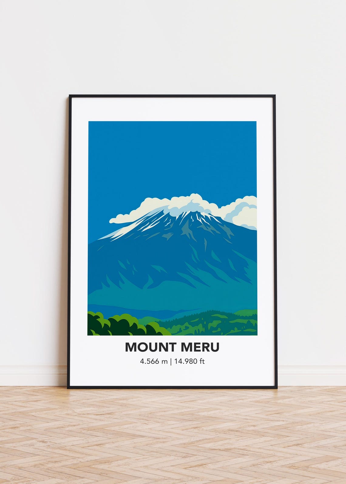 Mount Meru Tanzania Blue Volcano Peak Mountain Landscape Poster