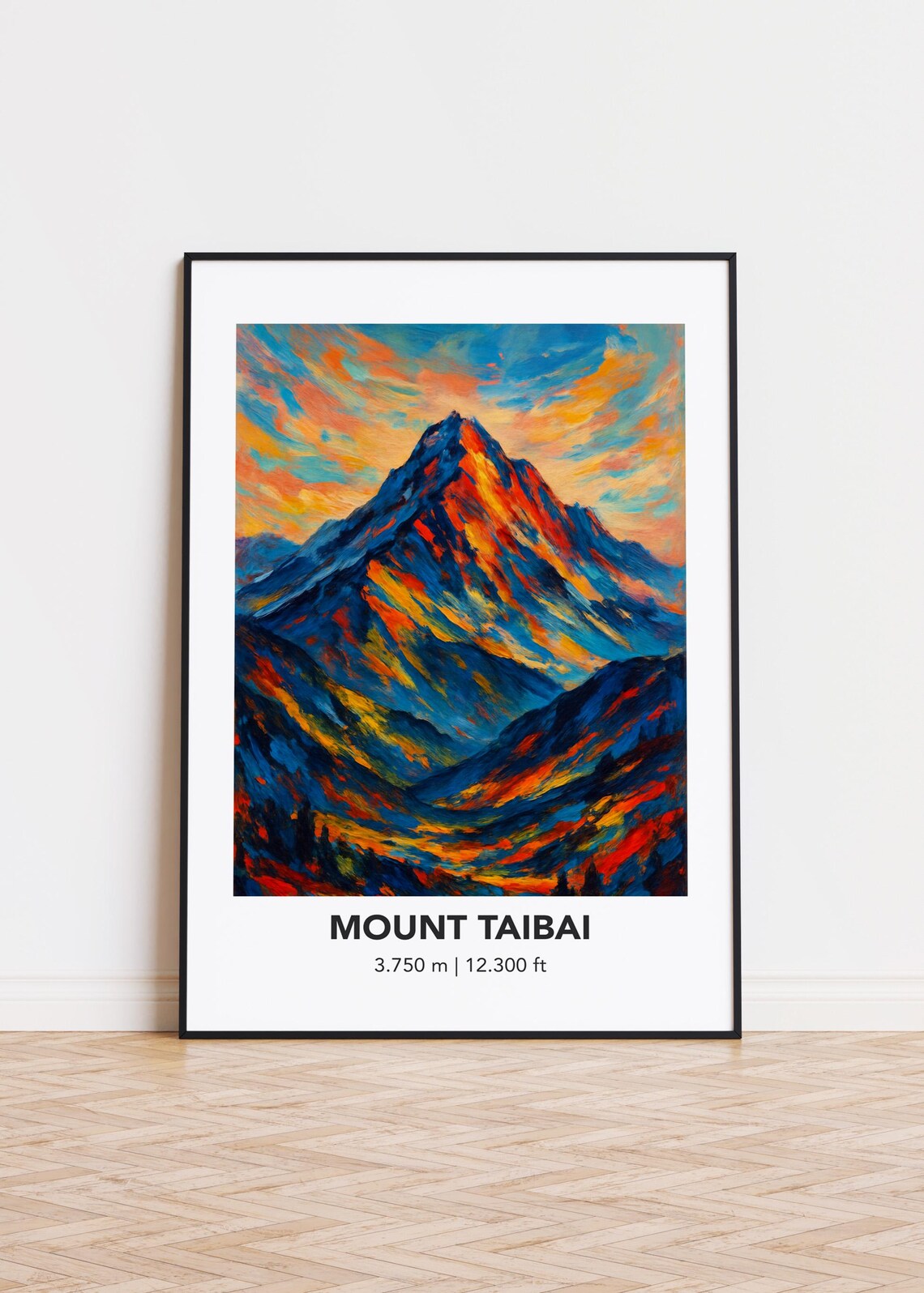 Mount Taibai Vibrant Colorful Oil Painting Mountain Peak Poster