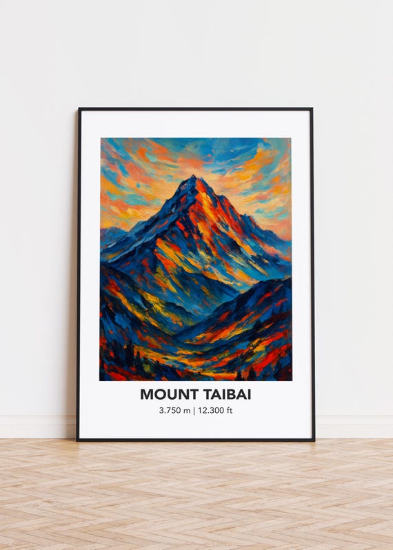 Mount Taibai Poster Mountain Print Modern Oil Painting Style Art