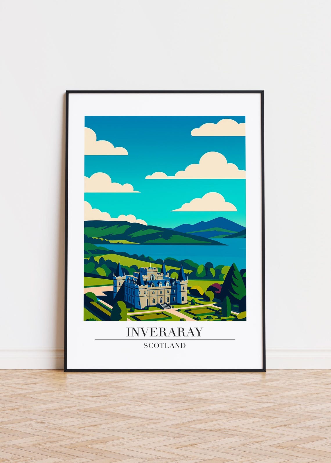 Inveraray Castle Scotland Travel Poster Lochside Highlands Decor