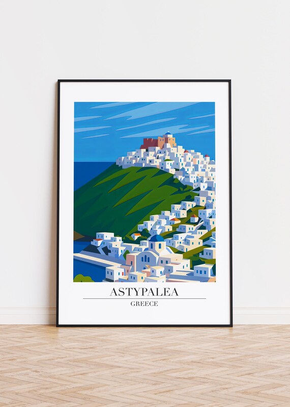 Astypalea Greece Poster Modern Travel Illustration Art