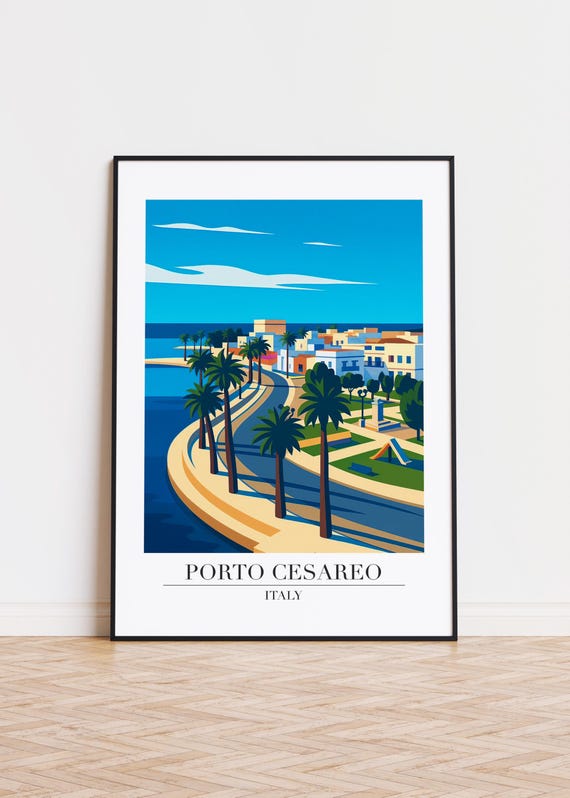 Porto Cesareo Italy Poster, Modern City Art Print